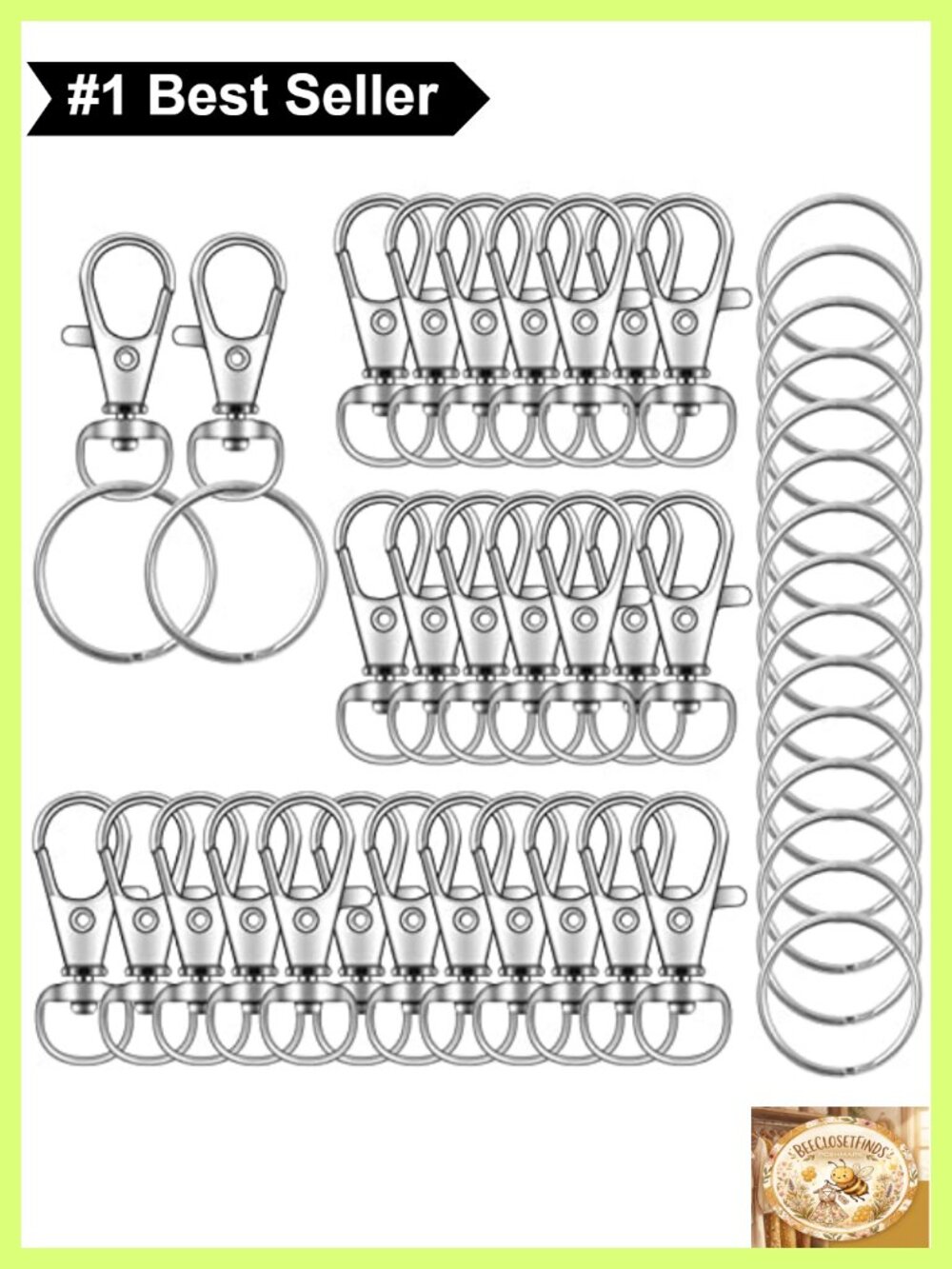 70PCS Swivel Snap Hooks Key Rings Metal Lobster Claw Clasp for Crafts